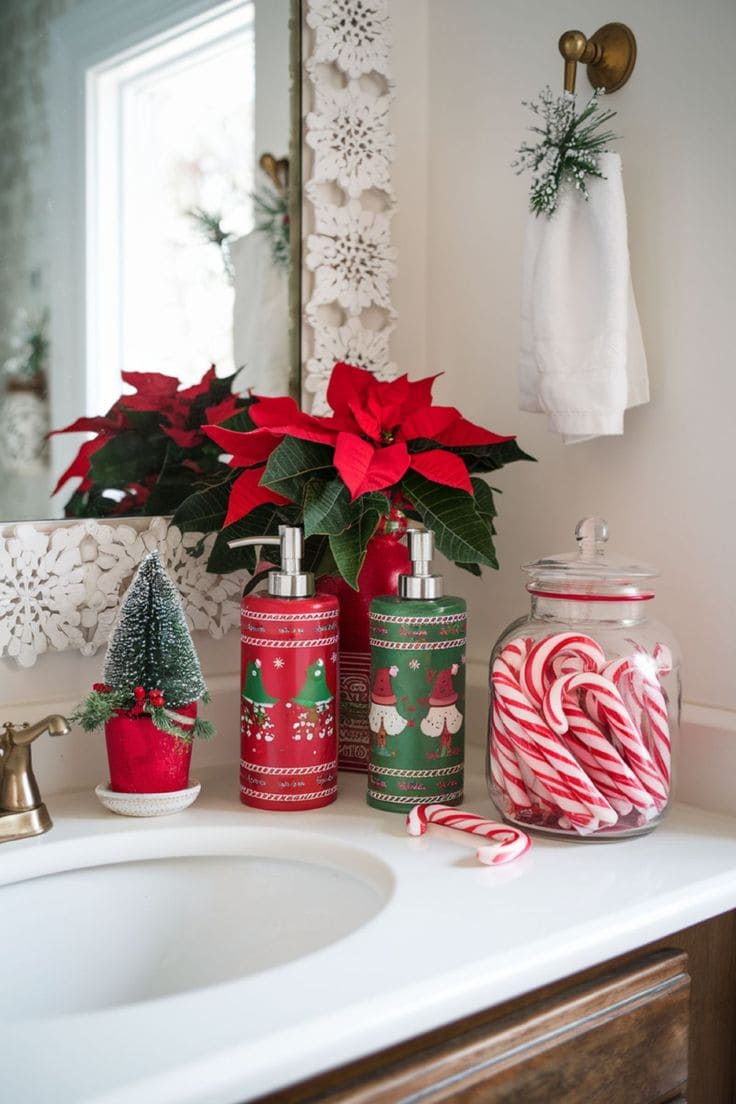 Festive Bathroom Candy Cane Touch