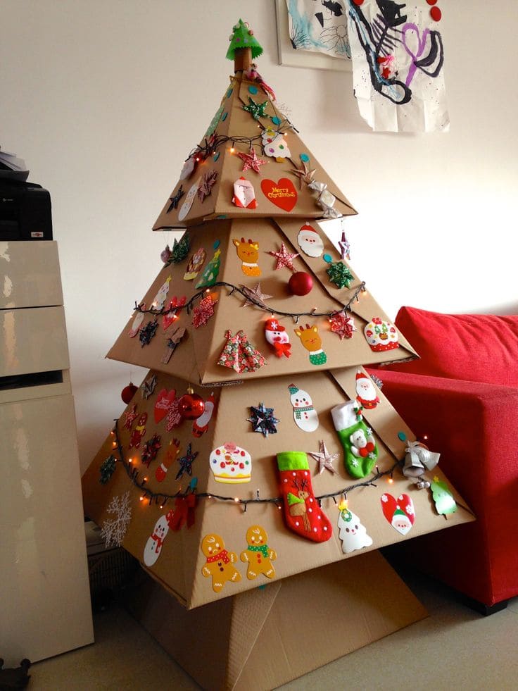 Festive Cardboard Christmas Tree