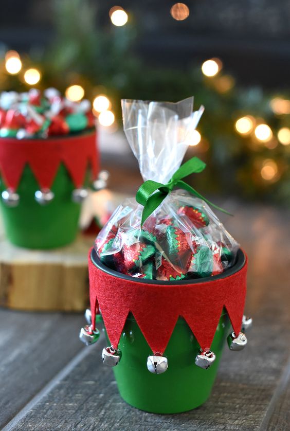 Festive Elf Treat Clay Pots