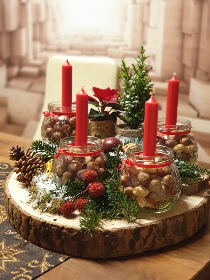 Festive Nutty Candle Jar Ensemble