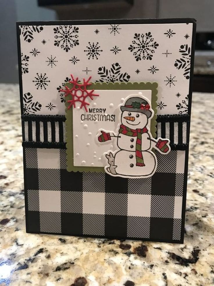 Festive Plaid Snowman Christmas Card