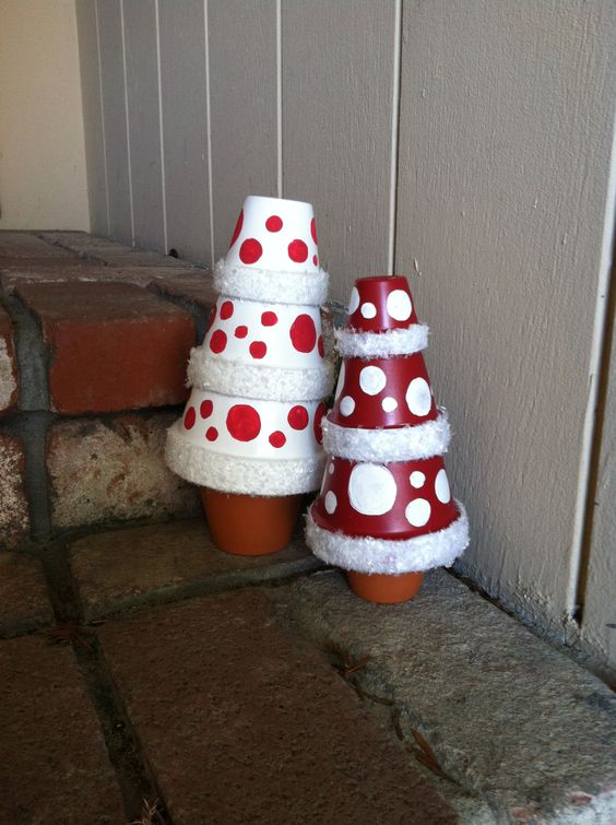 Festive Polka Dot Tree Pots