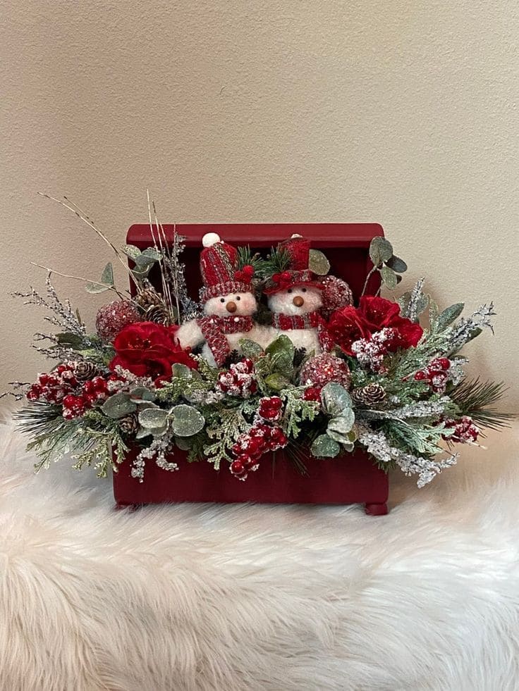 Festive Snowman Charm Christmas Arrangement