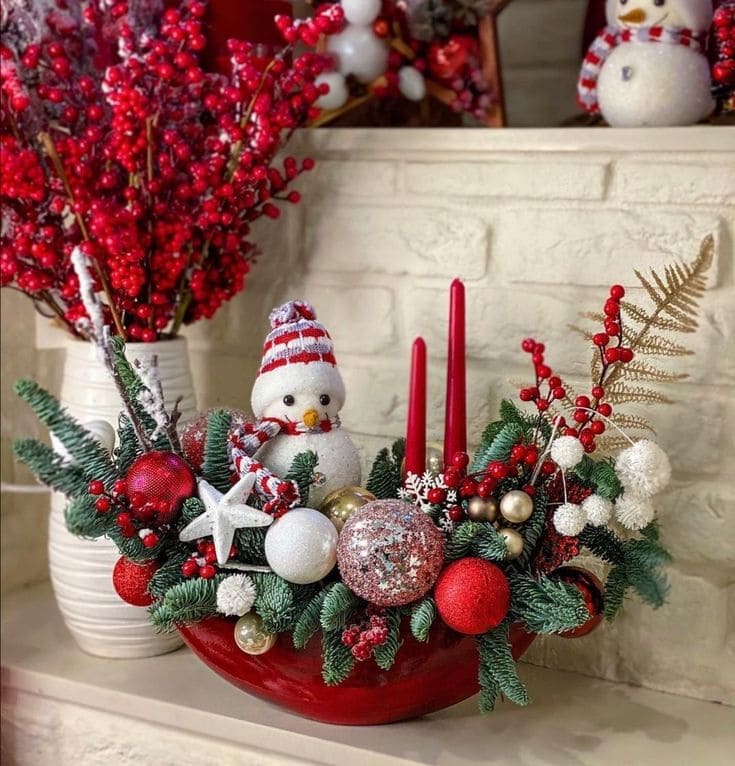 Festive Snowman Wonderland Christmas Centerpiece