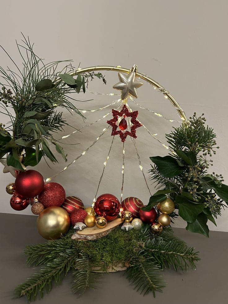 Glowing Starry Hoop Christmas Centerpiece