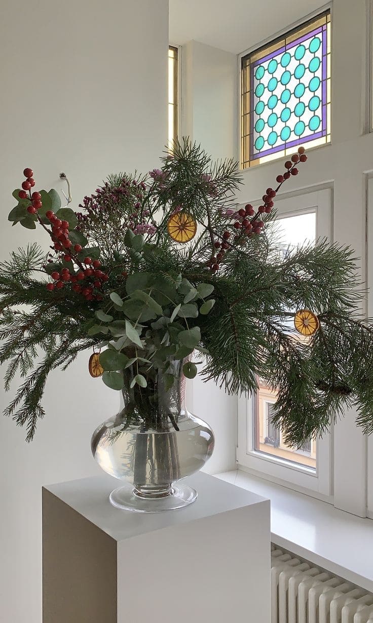 Modern Citrus Pine Holiday Vase