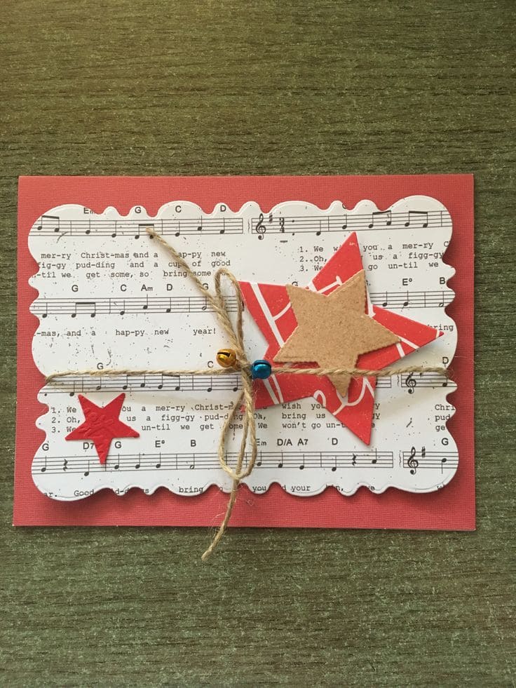 Musical Star Rustic Christmas Card