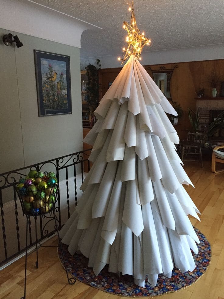 Paper Cone Christmas Tree with Twinkling Lights