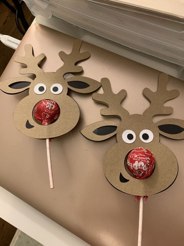 Playful Cardboard Reindeer Lollipop Holders