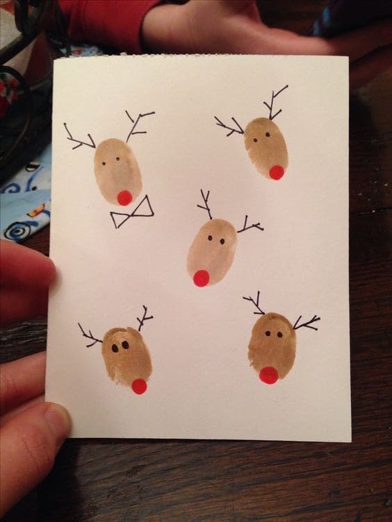 Playful Fingerprint Reindeer Card Design