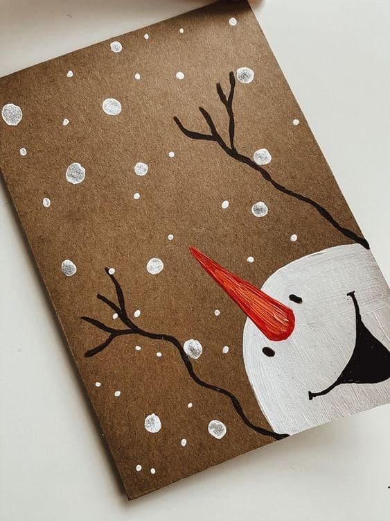 Playful Minimalist Snowman Christmas Card