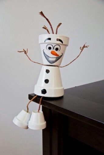 Playful Snowman Clay Pot Craft