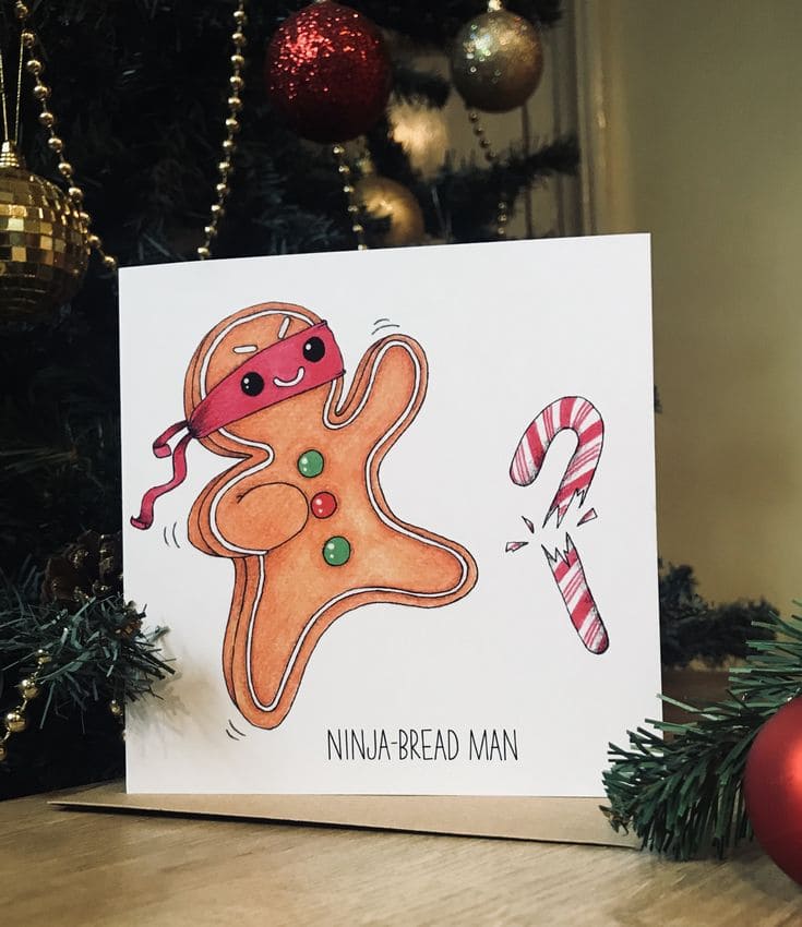 Quirky Ninja Gingerbread Christmas Card