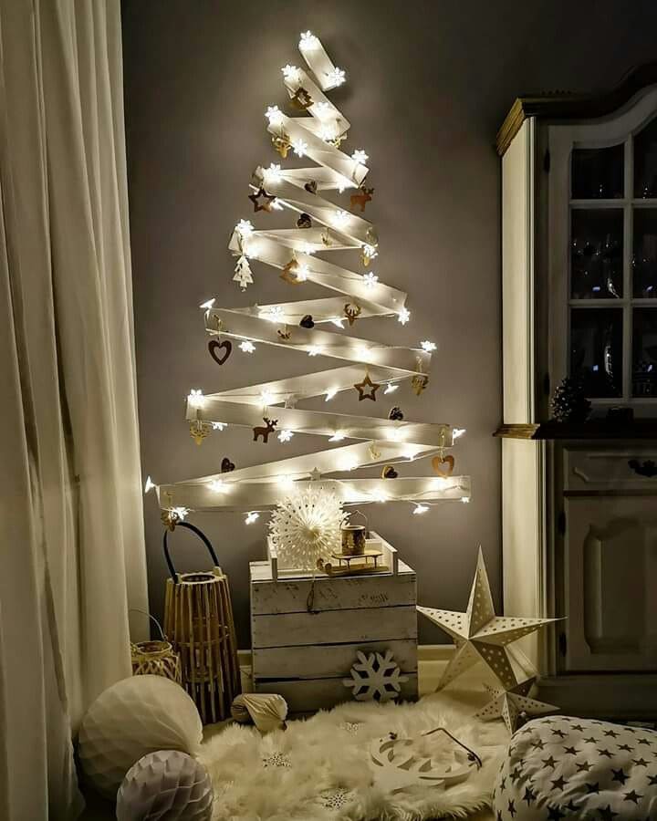 Ribbon Christmas Tree with Twinkling Lights