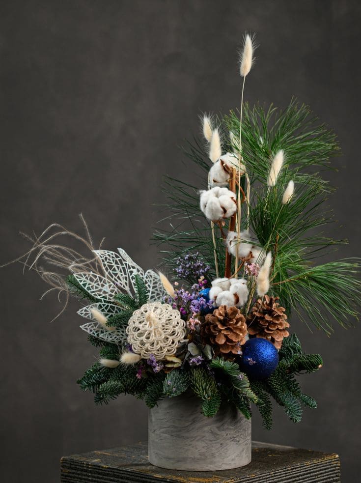 Rustic Cotton and Pinecone Elegance Arrangement