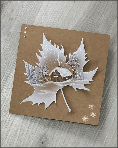 Rustic Leaf Winter Scene Card