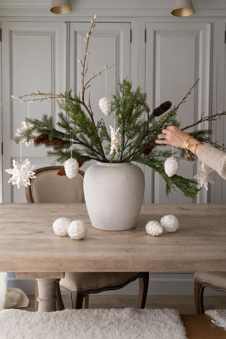 Scandinavian Inspired Winter Pine Arrangement