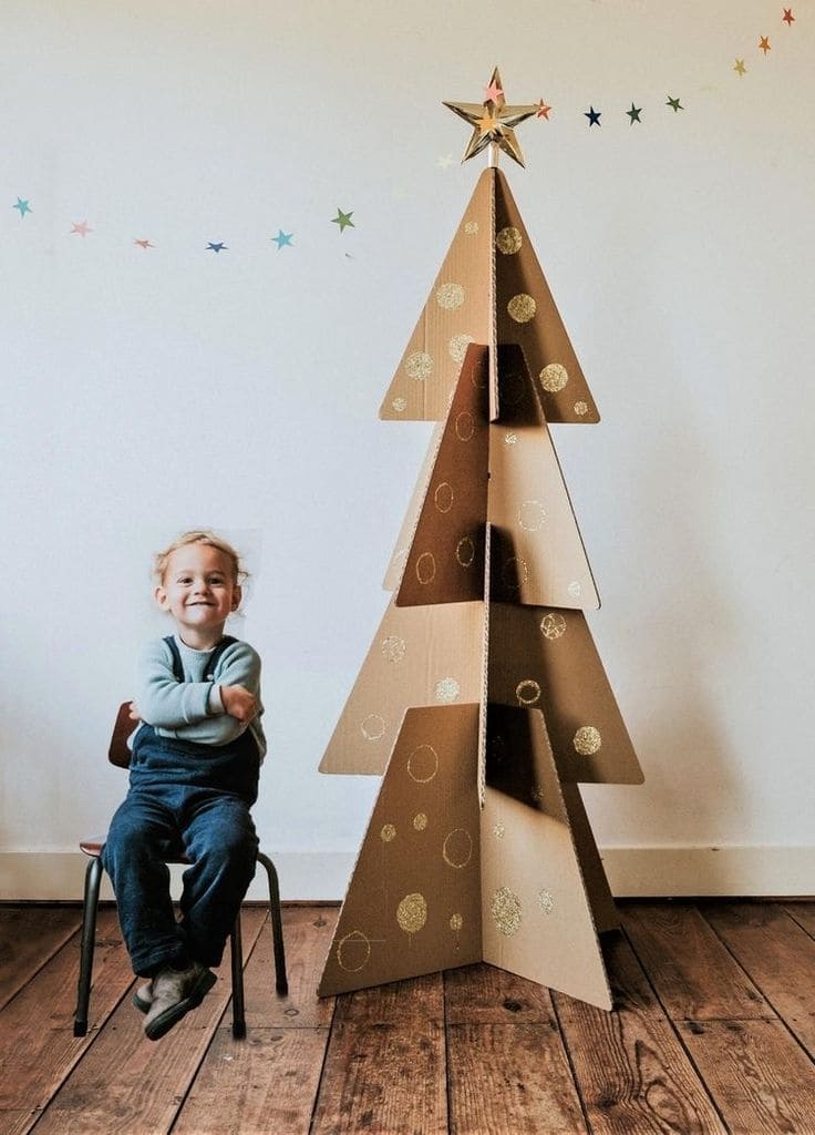 Sparkling Cardboard Christmas Tree Craft