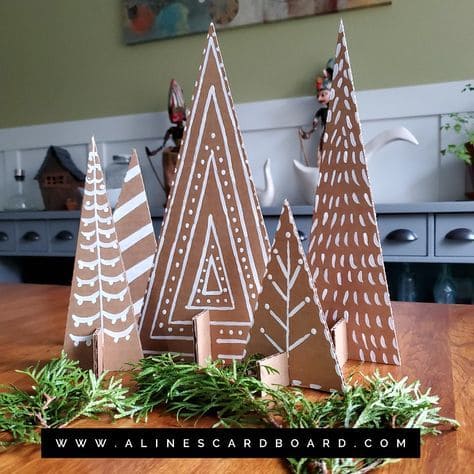 Stylish Hand-Drawn Cardboard Christmas Trees