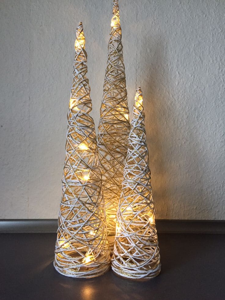 Twine Christmas Trees with Warm Lights