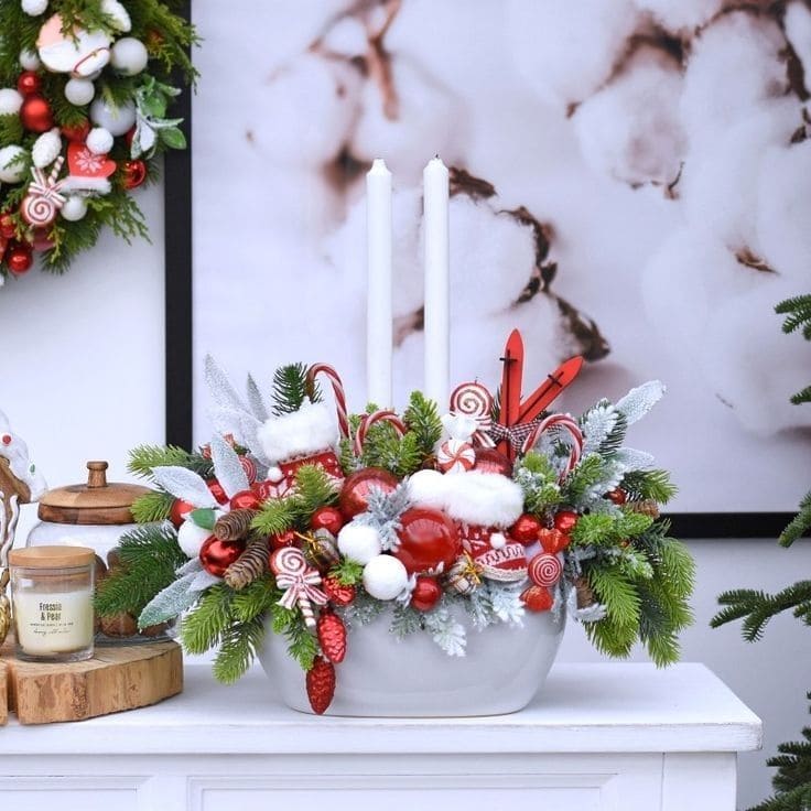 Whimsical Candy Cane Christmas Centerpiece