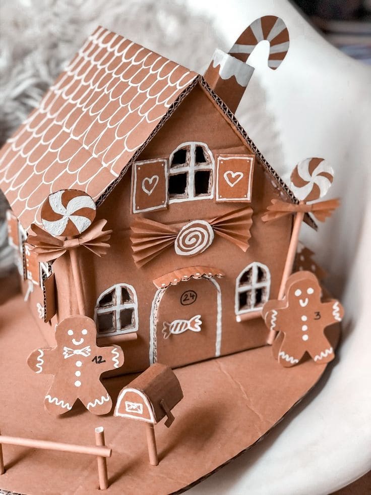 Whimsical Cardboard Gingerbread Cottage