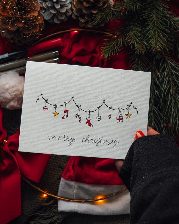 Whimsical Garland-Themed Christmas Card