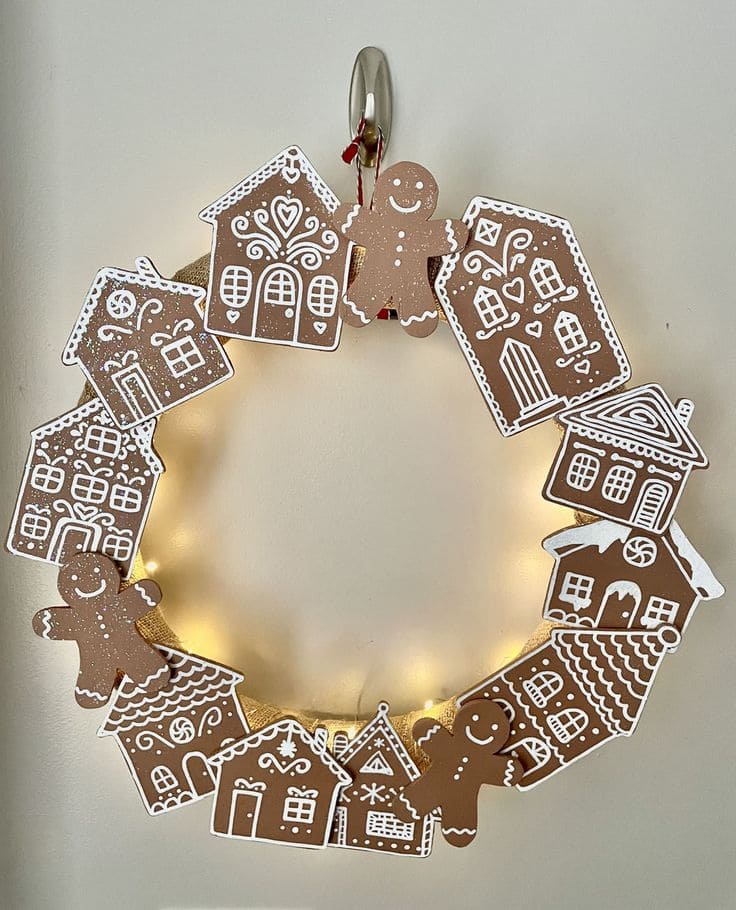 Whimsical Gingerbread Cardboard Wreath