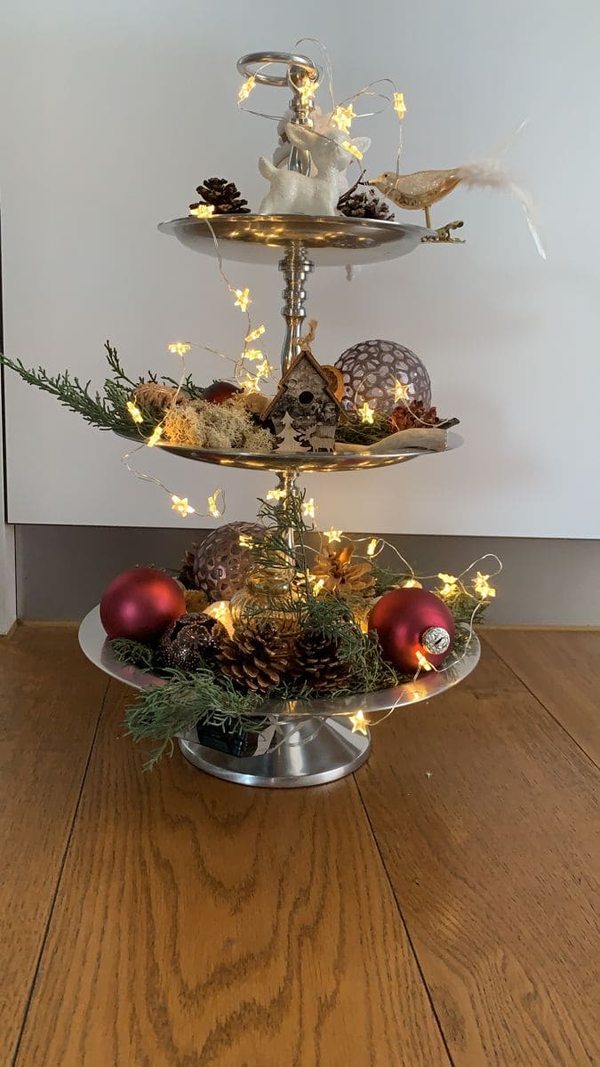 Whimsical Tiered Holiday Display Centerpiece