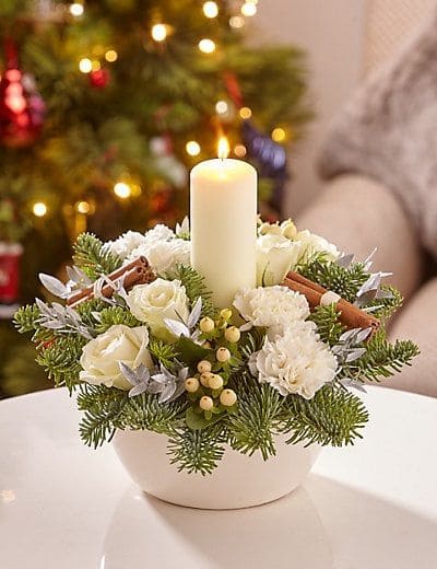 Whimsical White Blossom Christmas Centerpiece