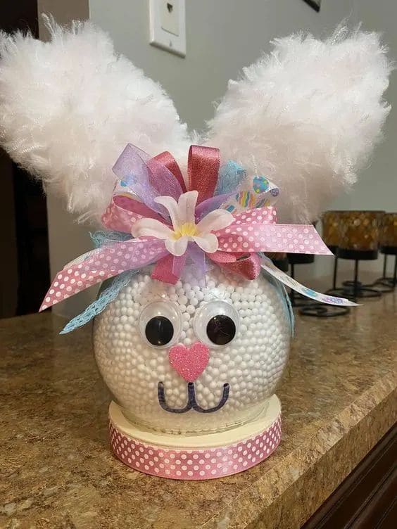 Adorable Fluffy-Eared Bunny Jar Craft