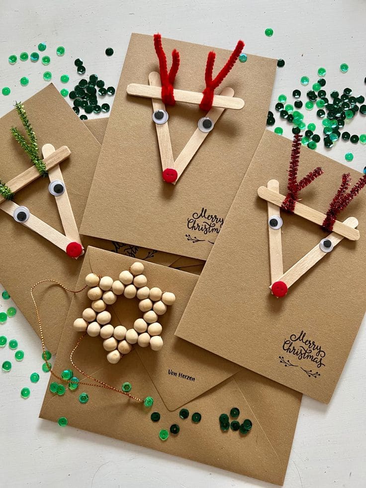 Adorable Reindeer Popsicle Stick Cards