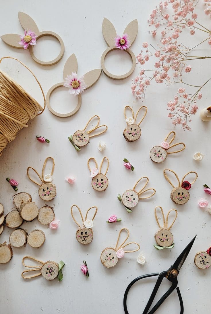 Adorable Rustic Wooden Bunny Ornament Creations