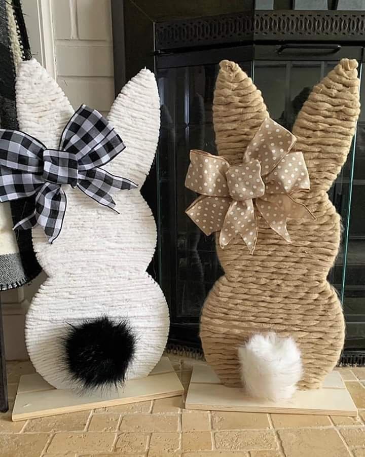 Adorable Twine and Yarn Easter Bunny Decor