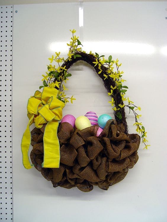 Basket Wreath with Vibrant Easter Eggs