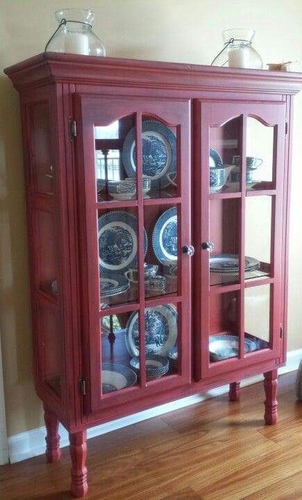 Bold Red Hutch Revamp for Elegant Display