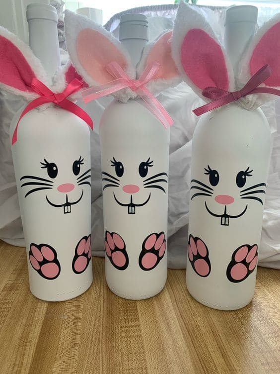 Charming Bunny Wine Bottle Easter Craft