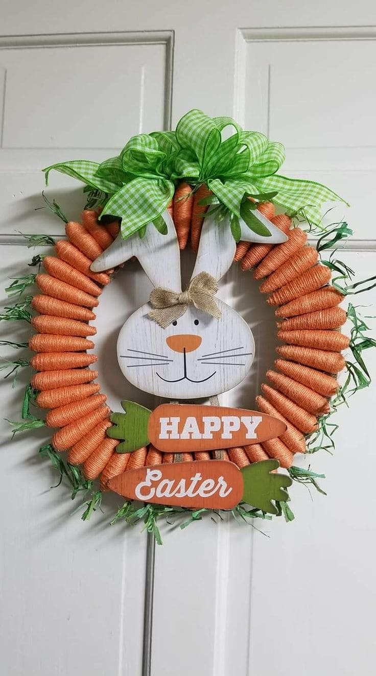 Charming Bunny and Carrot Easter Wreath