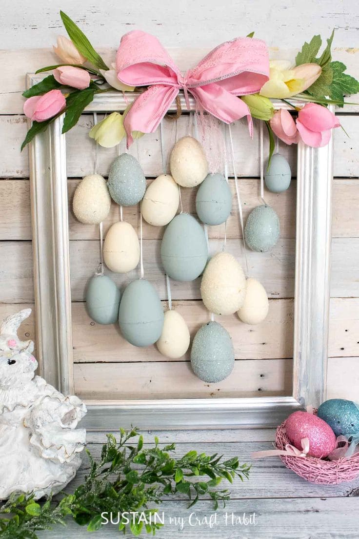 Charming Easter Egg Frame with Floral Accents