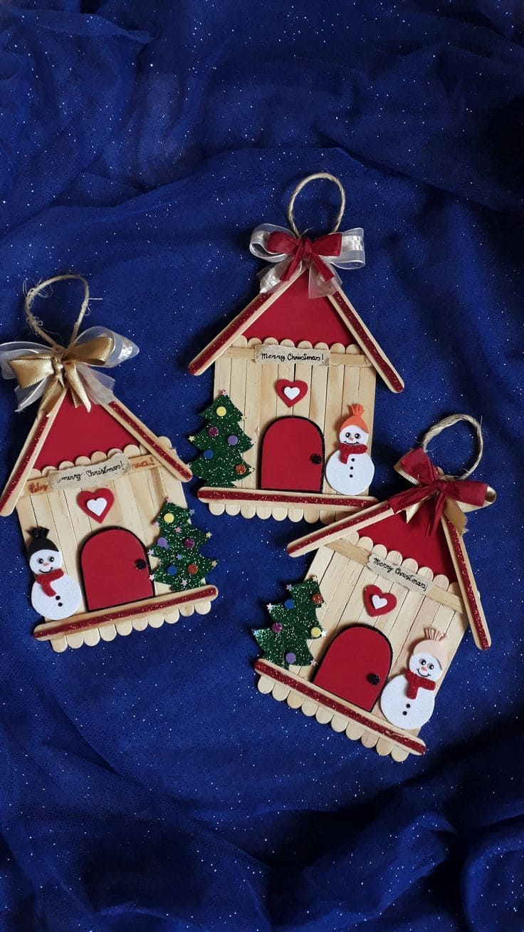 Charming Festive Popsicle Stick Houses