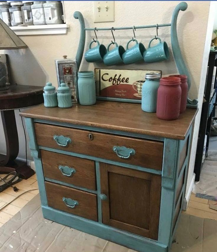 Charming Hutch Turned Rustic Coffee Station