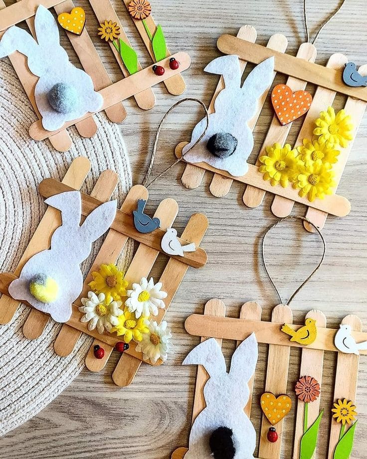 Charming Popsicle Stick Easter Bunny Crafts