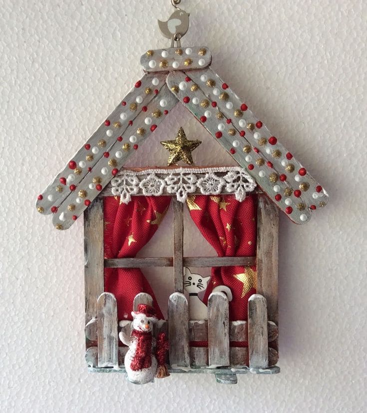 Charming Popsicle Stick Holiday Cottage