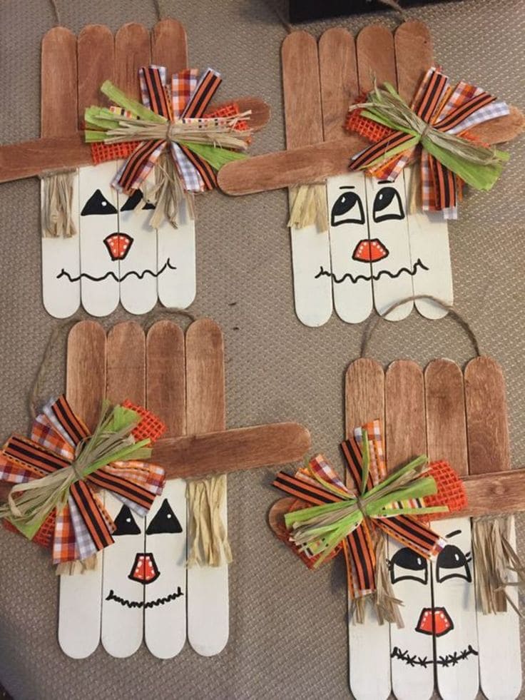 Charming Popsicle Stick Scarecrow Faces