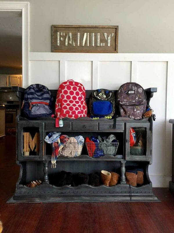 Creative Hutch Makeover for Family Storage Solution