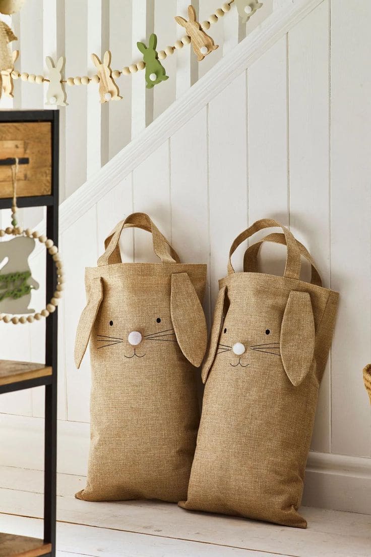 Cute Burlap Bunny Bags for Easter Charm