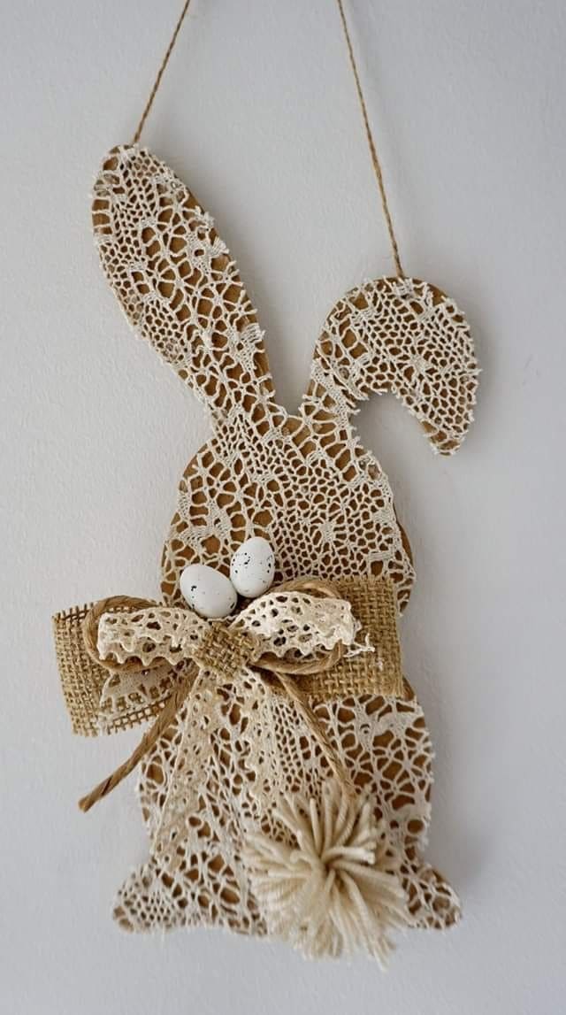 Delicate Lace Bunny Easter Wreath Design