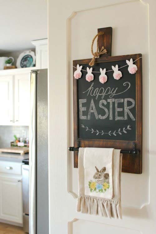 Easter Chalkboard with Bunny Garland