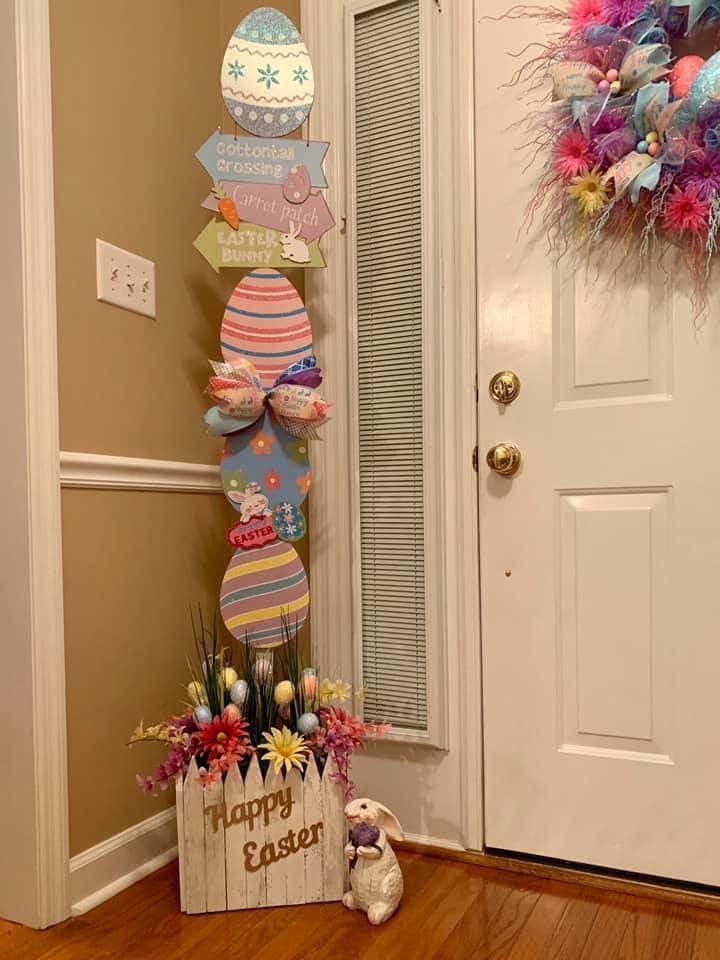 Easter Egg Display with Floral Accents