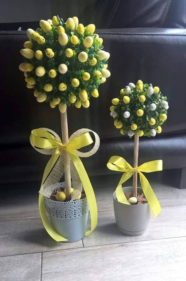 Easter Egg Topiary with Yellow Accents